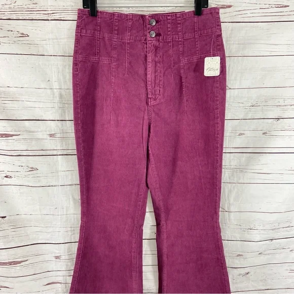 Free People Pants 32 Plum We the Free Jayde Cord High Rise Flare Corduroy - Picture 2 of 15